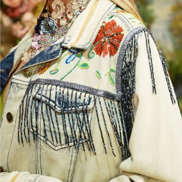 Denim jacket embroidered and sequined - Picture 3 of 4